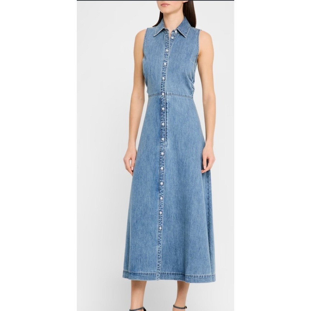 Veronica Beard Blue Denim Button Front Sleeveless Maxi Shirt Dress Size 4